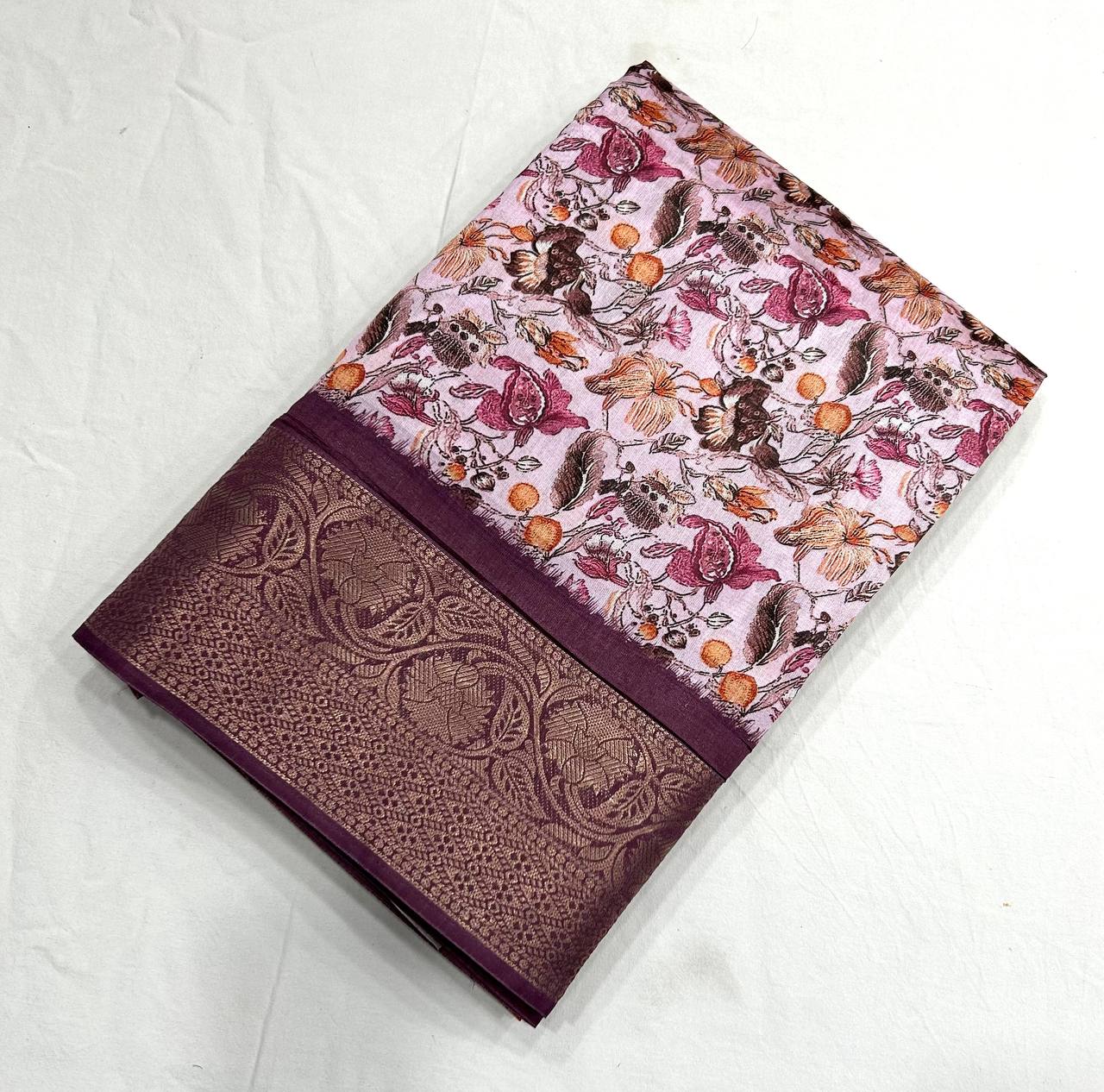 DN Flower Printed Dola Cotton Silk Sarees Catalog